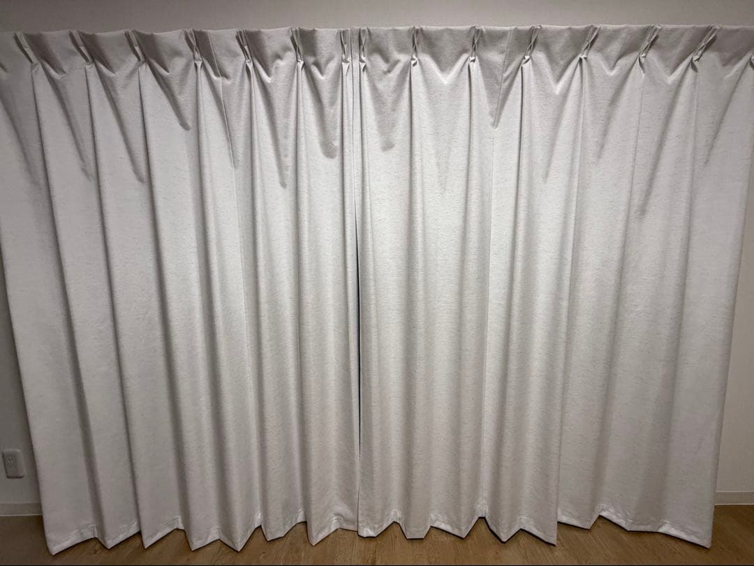 ニトリ遮光1級 レーベルアイボリー 150X178 2枚セット レースカーテン付