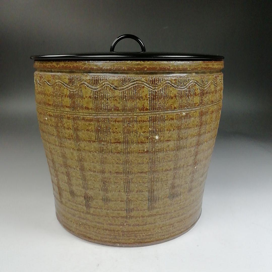 Ｗ１９３　水指　『縄簾　水指』『大石督幸 造』　共箱　茶道具