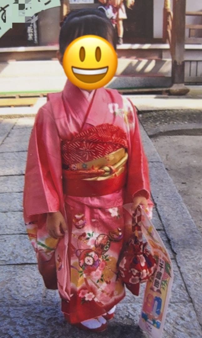 【中古】七五三着物セット 3歳　正絹 昭和レトロ　正月