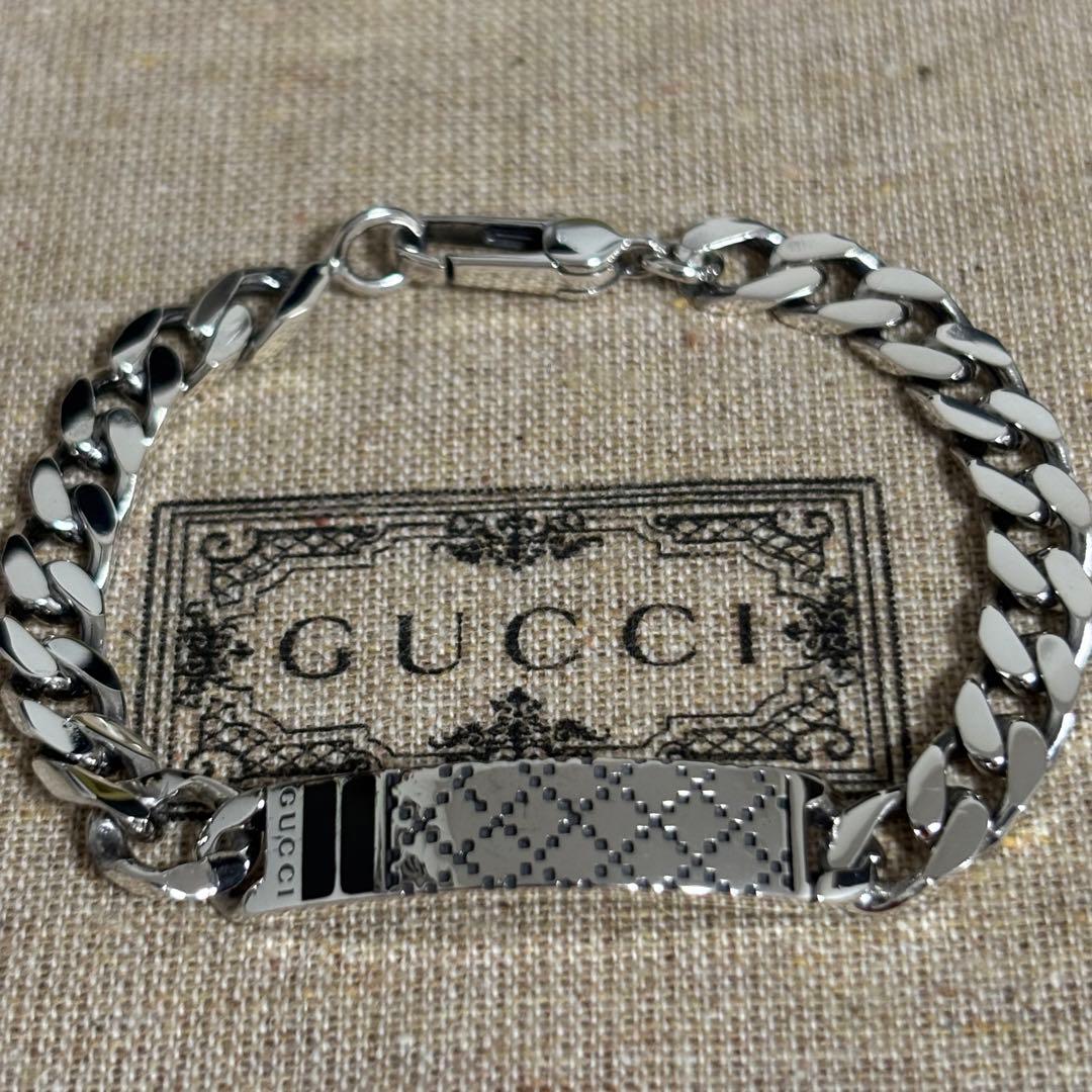GUCCI 新品同様品　ディアマンテプレートブレスレット　極美品　925シルバー
