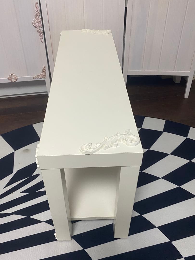 ロココ フレンチ♦️ホワイト２段シェルフ♦️ボード ベンチ シューズラック♦️送料込