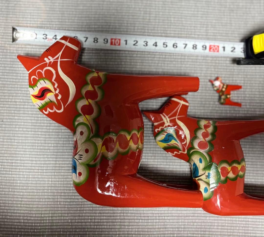 スウェーデン 郷土玩具 木製 ダーラナホース セット 大中小 3頭　赤