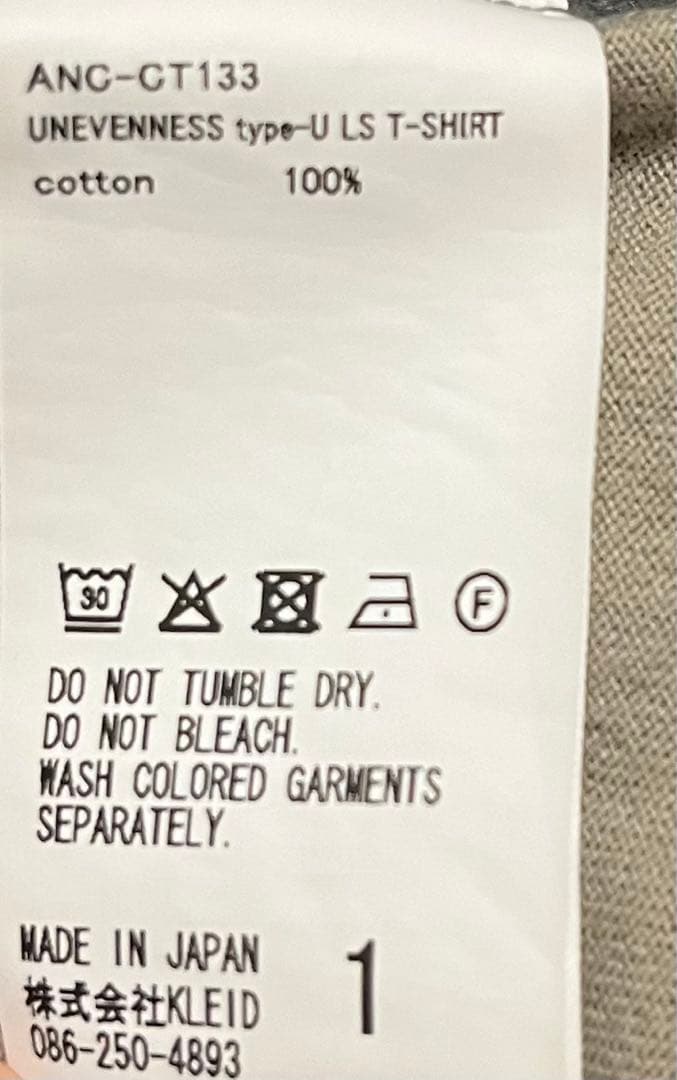 トップス ANCELLM UNEVENNESS type-U LS T-SHIRT