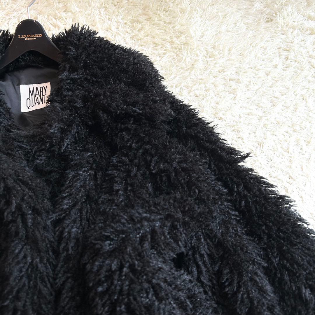未使用級✨️マリークワント アーカイブ ファー コート ブラック 黒 シャギー