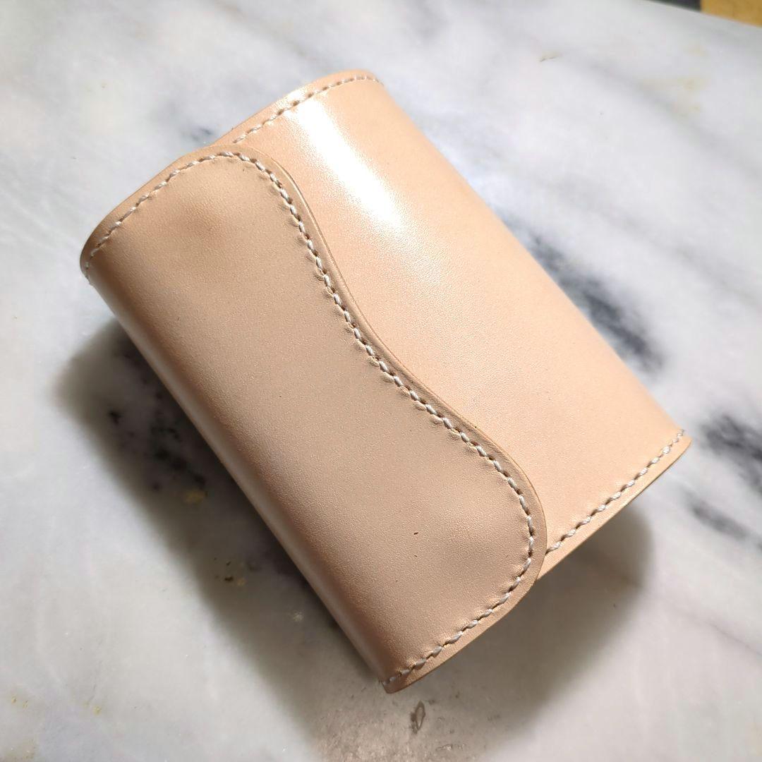 姫路ヌメ革 2つ折り財布 ハンドメイド ハーフウォレット ショートウォレット