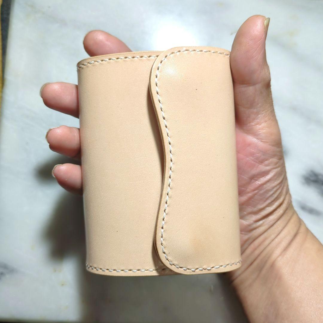 姫路ヌメ革 2つ折り財布 ハンドメイド ハーフウォレット ショートウォレット