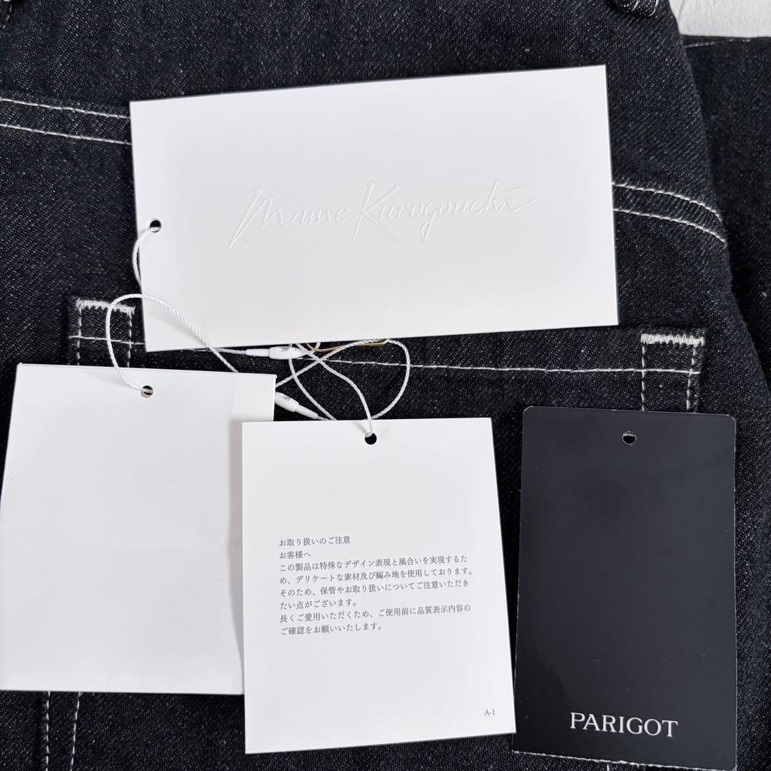 Mamekurogouchi 花鳥柄デニム Black サイズ3