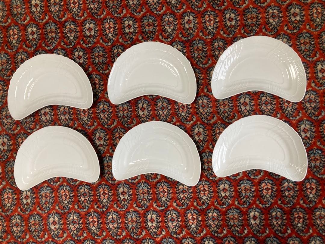 リチャードジノリ　ベッキオホワイト　クレッセントプレート　24cm 6枚