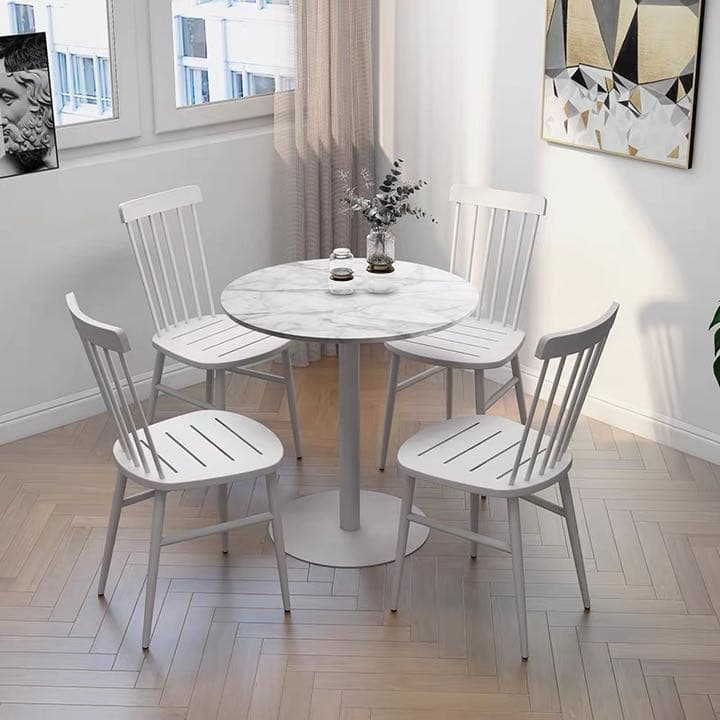 ラウンドテーブル　大理石柄　ダイニングセット５点セット