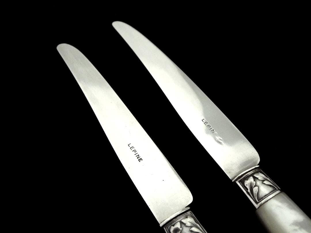 フランス　シルバーナイフ2本　白蝶貝　純銀