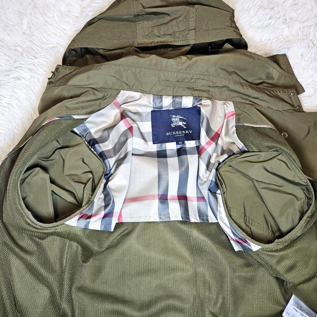 バーバリー ロンドン トレンチコート 38 ノバチェック カーキ メッシュ