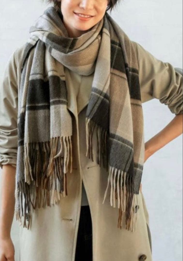 【LUXE】チェック柄カシミヤストール