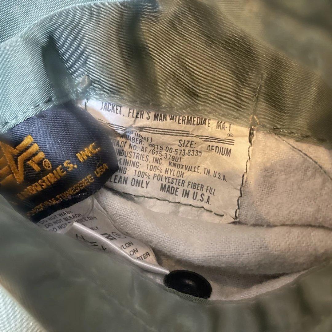 90s USA製Alpha Industries MA-1 オリーブグリーンM