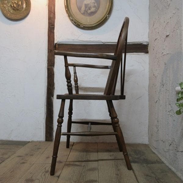 イギリス アンティーク 家具 アームチェア キッチンチェア 英国 4734e