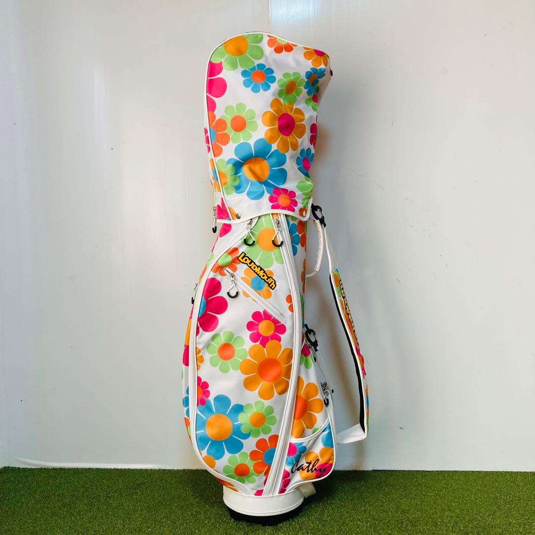 美品 花柄 LOUDMOUTH ラウドマウス キャディバッグ レディース 9型