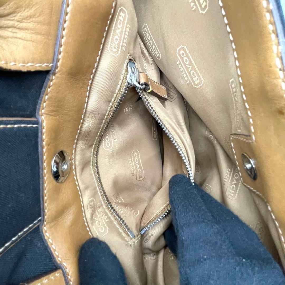 極美品　希少モデル　コーチ　メッセンジャーバッグ　キャンバス　レザー　黒