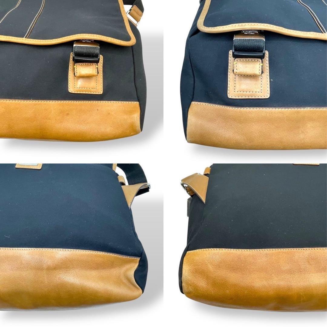 極美品　希少モデル　コーチ　メッセンジャーバッグ　キャンバス　レザー　黒