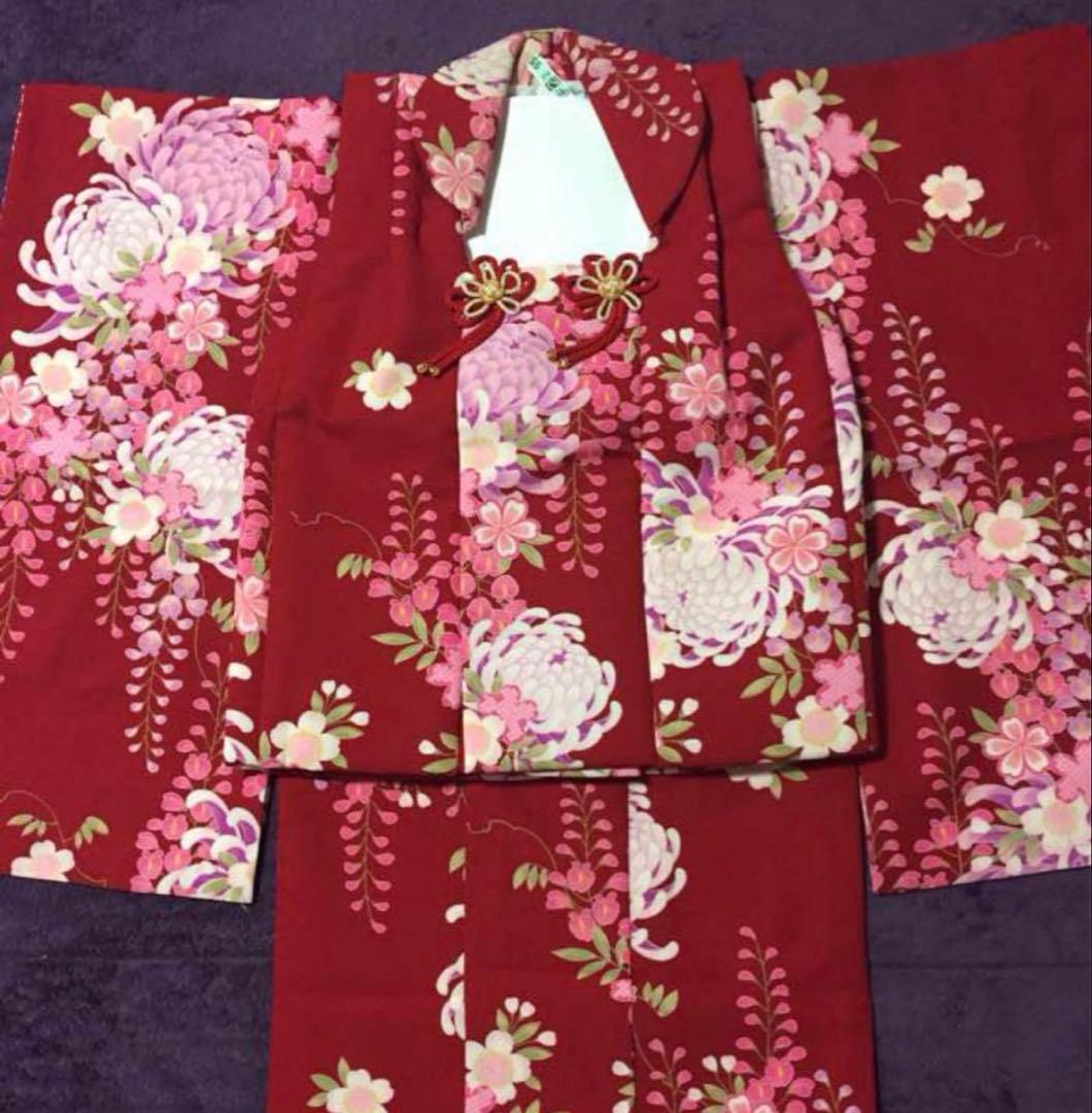 七五三 753 着物　被布セット　ぞうり　髪飾り　古典柄　三歳　芍薬