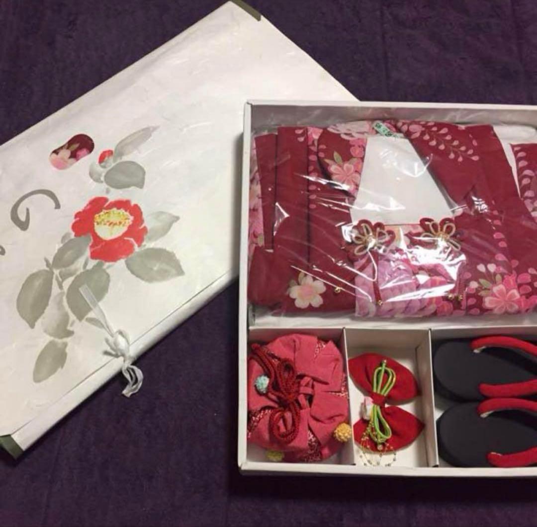 七五三 753 着物　被布セット　ぞうり　髪飾り　古典柄　三歳　芍薬