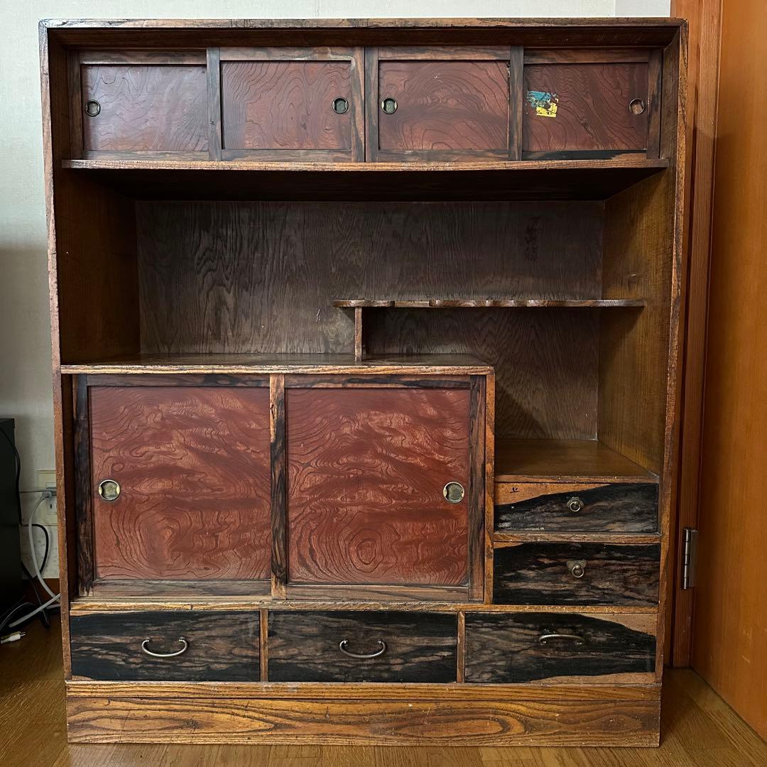 昭和レトロ　アンティーク茶箪笥 水屋箪笥 食器棚 飾り棚 茶棚　古家具