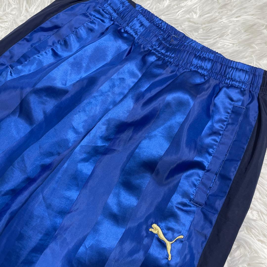 PUMA プーマ　上下セットアップ　青　ストライプ　光沢　スポーツジム　部活