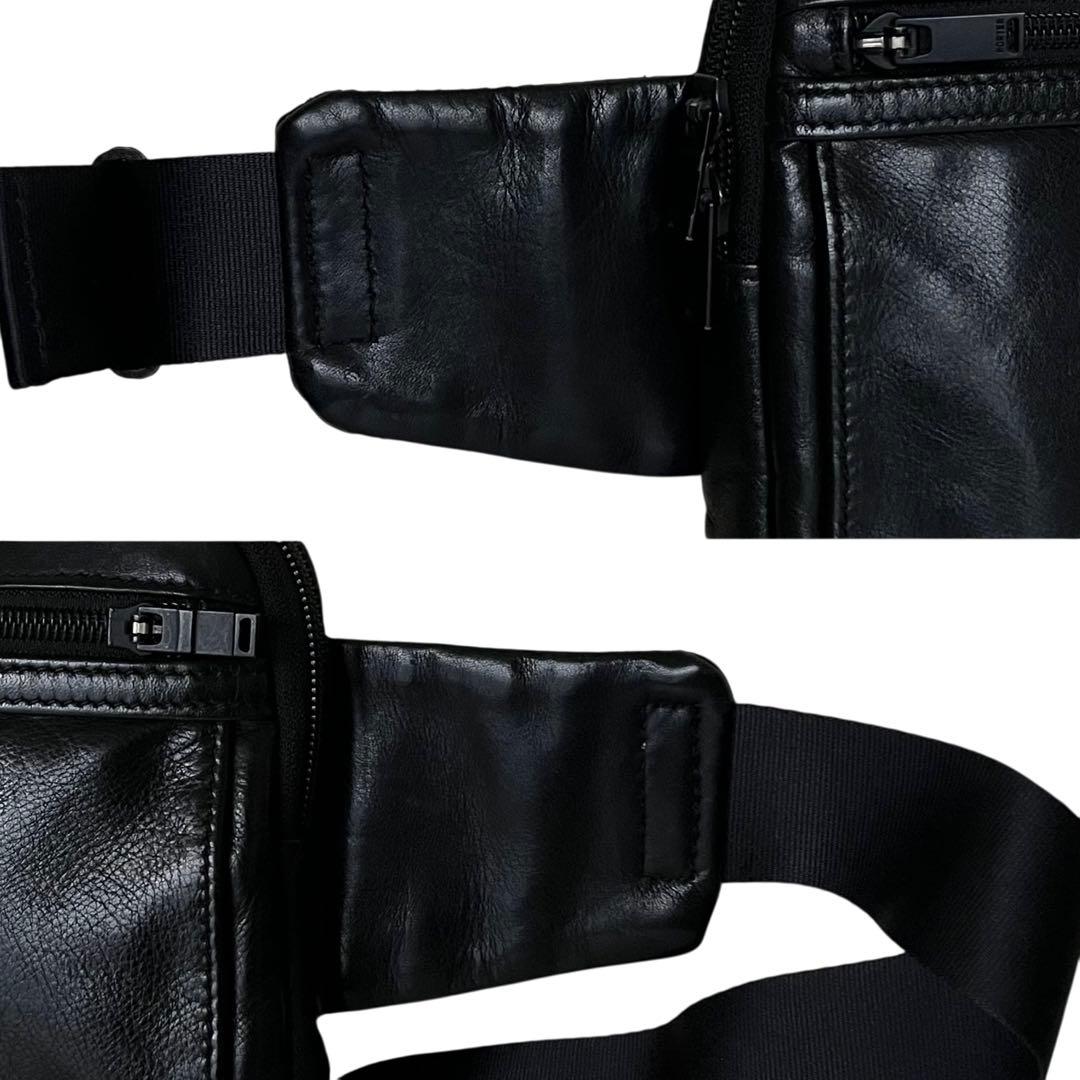【美品】PORTER AMAZE レザー ボディバッグ ショルダー 斜めがけ 黒