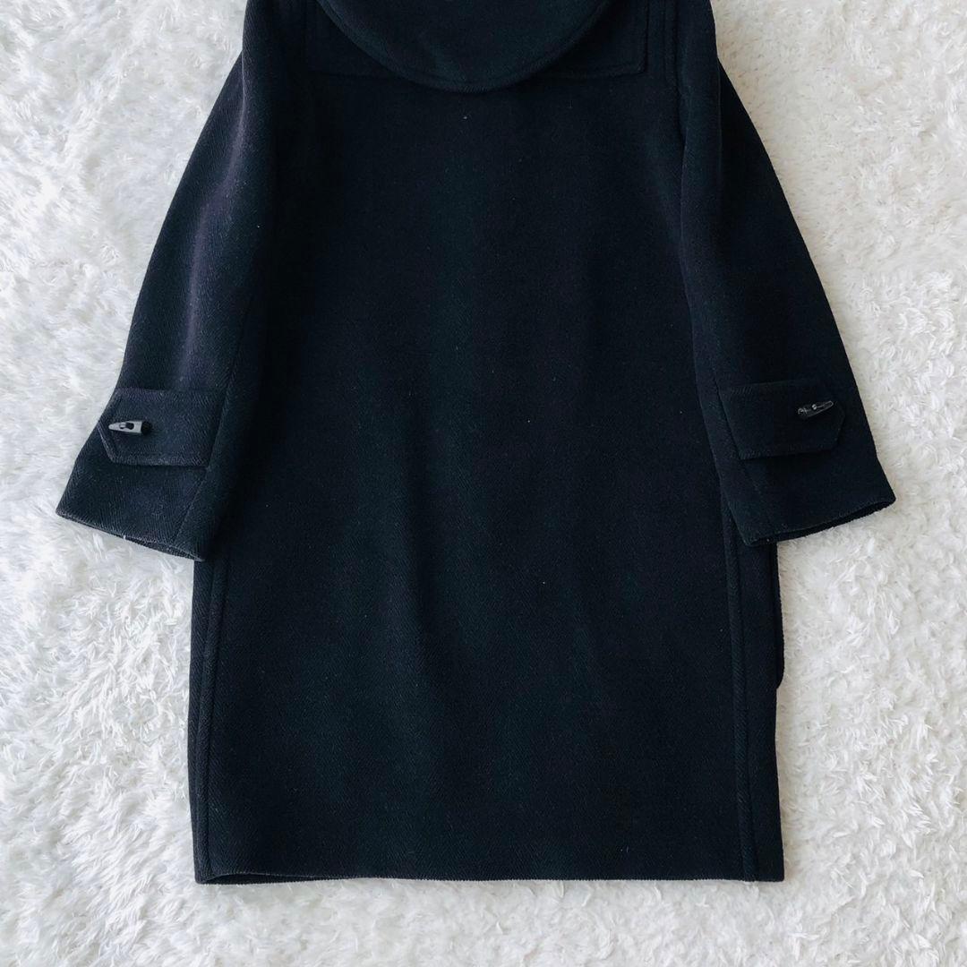 バーバリーロンドン ダッフルコート ヘリンボーン ロゴボタン ロング 紺 L