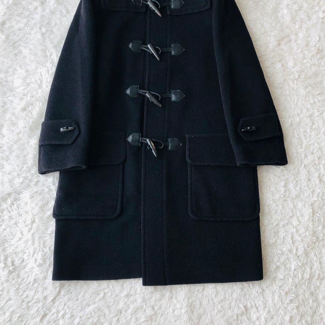 バーバリーロンドン ダッフルコート ヘリンボーン ロゴボタン ロング 紺 L