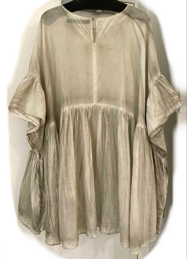 mizuiroind ピグメントダイワイドギャザープルオーバー グレージュ