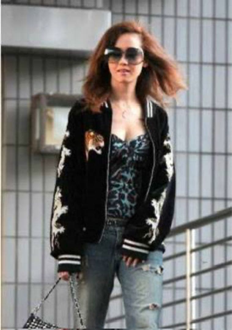 美品！星姫　Hoshihime 別珍　スカジャン　笹虎　黒　ブラック　ベロア