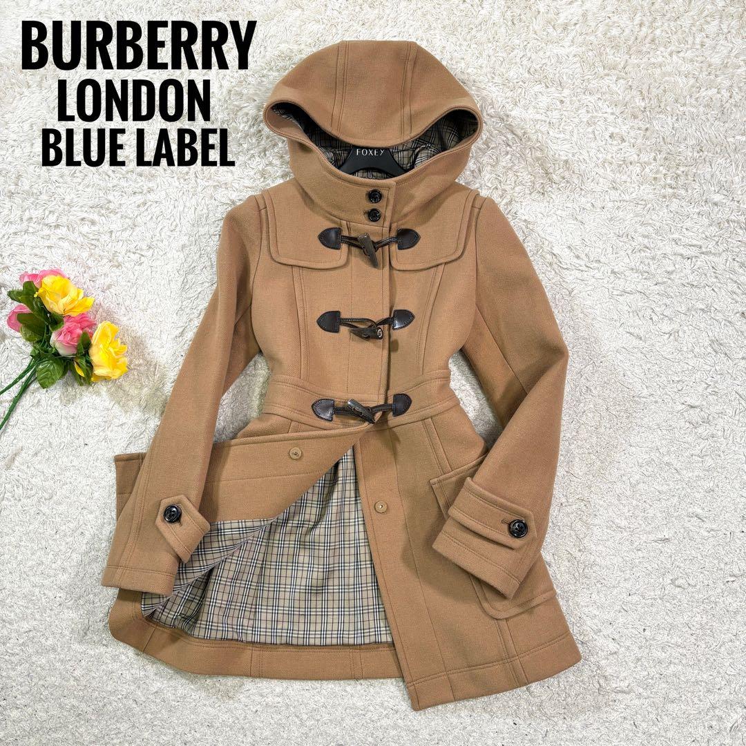 バーバリーロンドンブルーレーベル　ノバチェック　　トグル　ダッフルコート　38