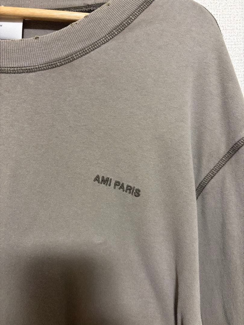 ami paris アミパリス 長袖カットソー ダメージ加工 レイヤード