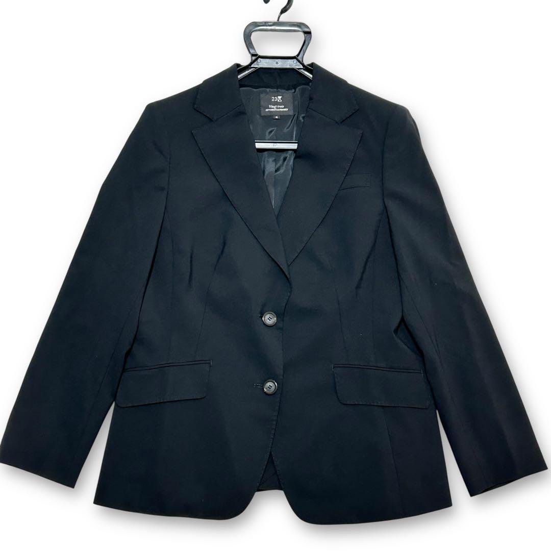 23区 パンツスーツ 46 大きいサイズ ブラック フォーマル ウール