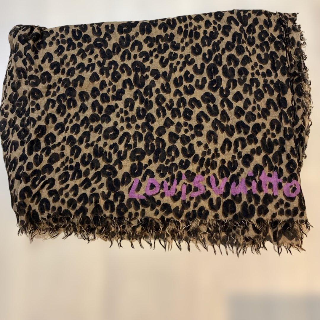 ルイ・ヴィトン レオパード シルクカシミヤ 大判ストール　ピンク