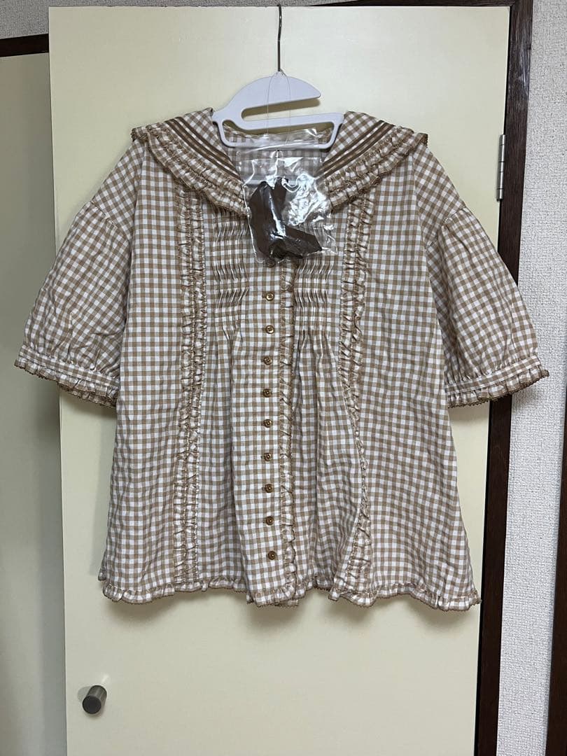 午前中まで値下げ　ピンクハウス　2024夏　セーラー　チェック　ブラウス