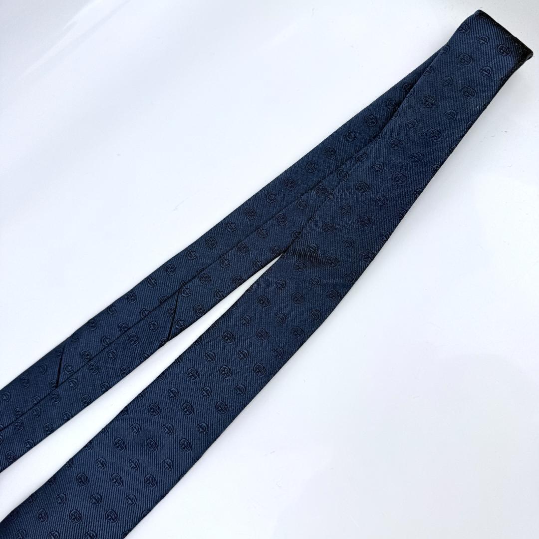 未使用 現行 GUCCI グッチ タグ付 ネクタイ GG ホースビット ネイビー