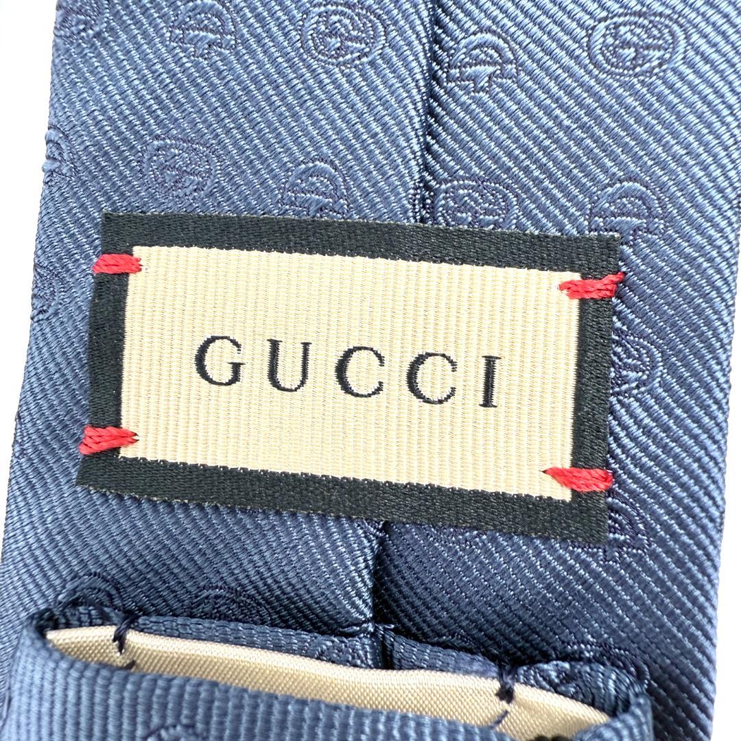 未使用 現行 GUCCI グッチ タグ付 ネクタイ GG ホースビット ネイビー