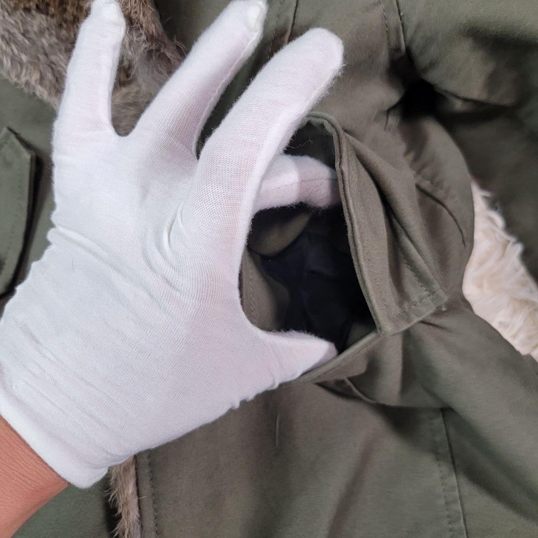 定価19万円 ジュンハシモト ロングトレンチコート 総裏ラビットファー オリーブ