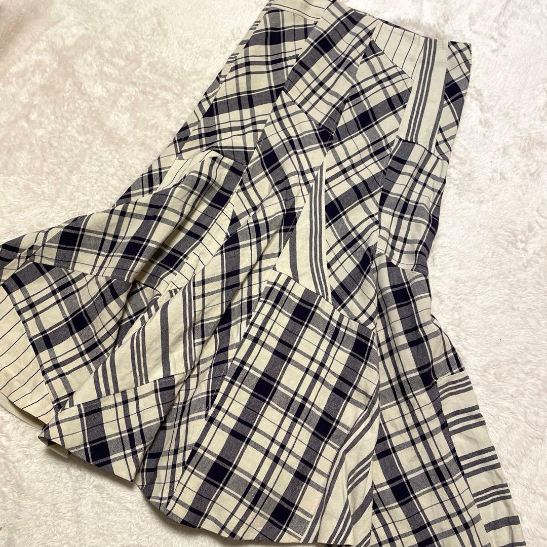 ラルフローレン　リネン　パッチワーク　ロングスカート　マキシ丈　フレア