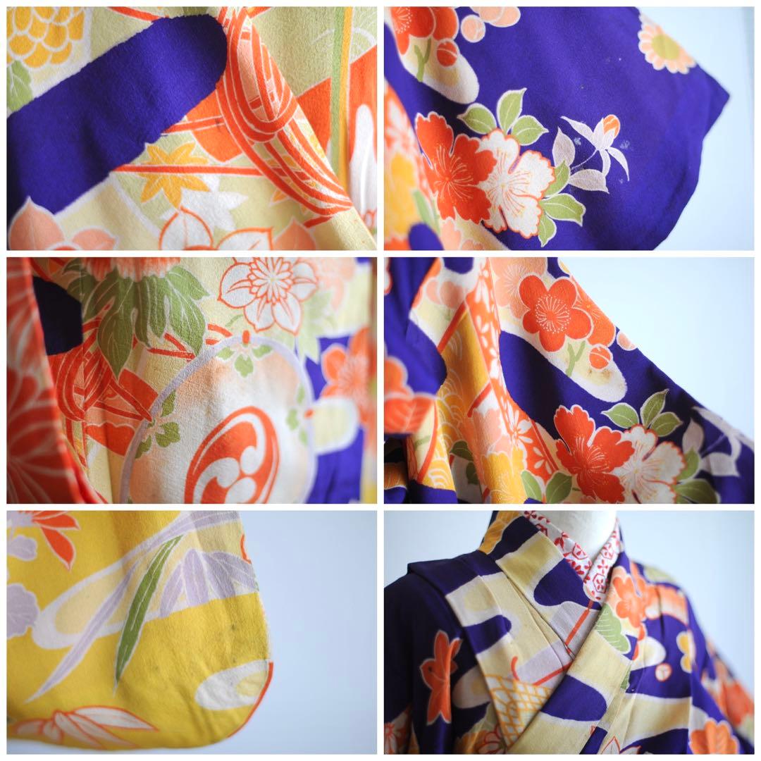 七五三 7歳 正絹 アンティーク 髪飾り 作り帯 紫 七五三セット 女の子