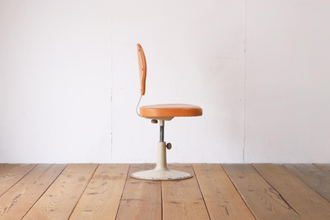 レトロ オカムラ デスクチェア 学習椅子 回転 昇降 リクライニング レザー