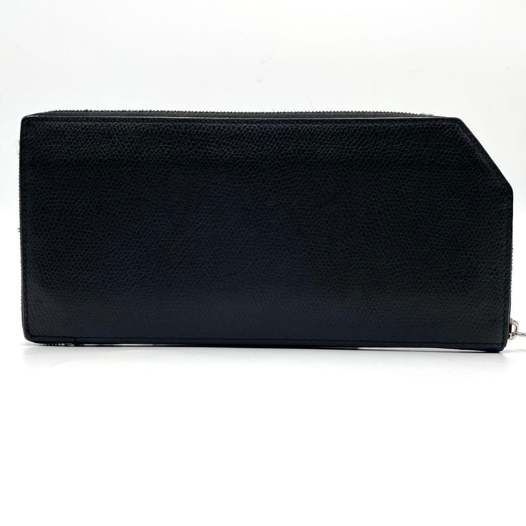 極美品● カミーユフォルネ VERSO 長財布 クロコダイル ブルー ブラック