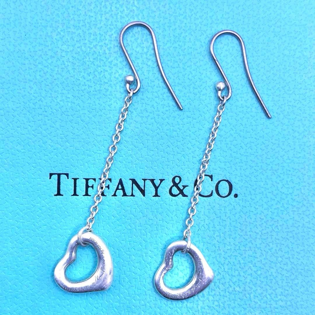 【希少】ティファニー　オープンハート　ドロップ　フック　ピアス　シルバー　美品