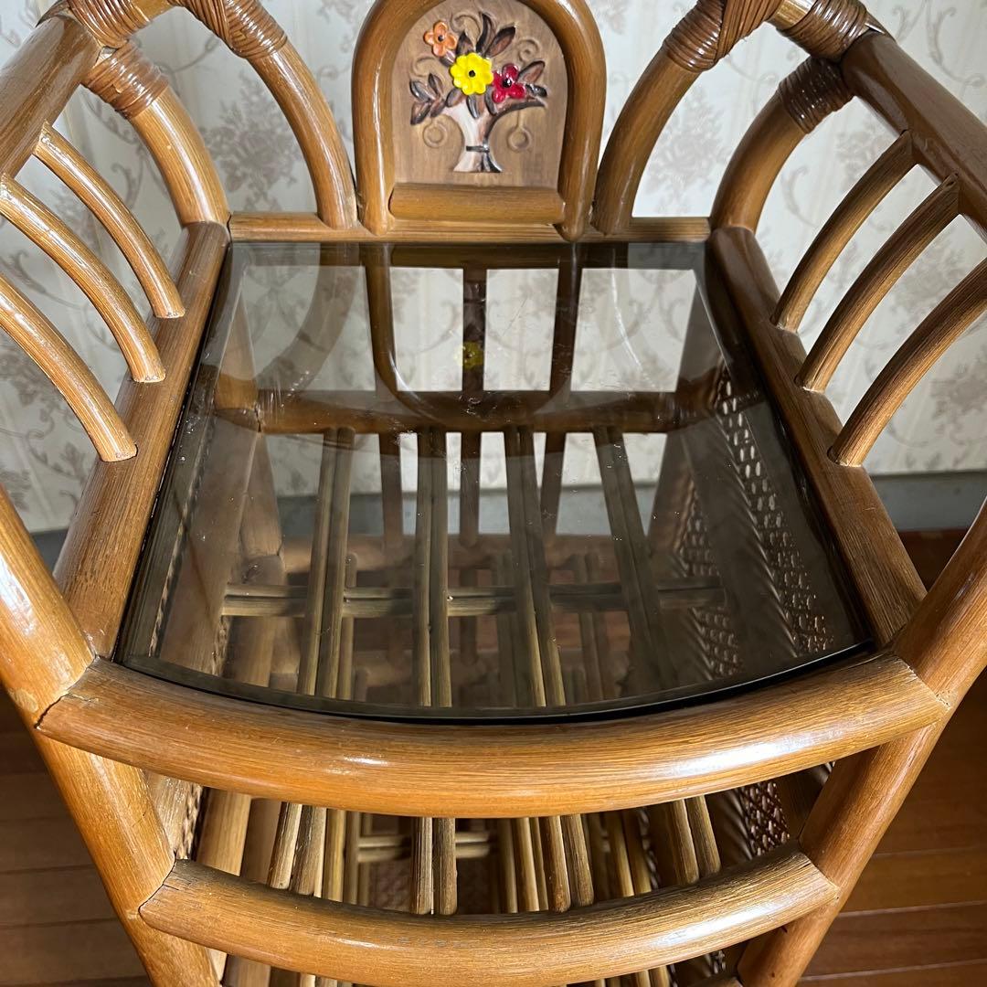 【アンティーク】籐 ラタン 収納棚 靴棚 シューズラック 飾り棚 シェルフ