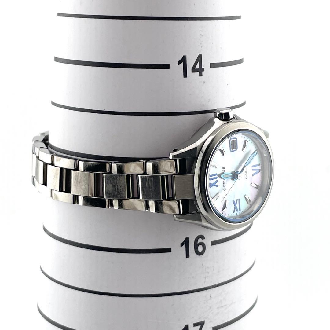 【稼働】カシオ　オシアナス　シェル文字盤　電波ソーラー　デイト　腕時計