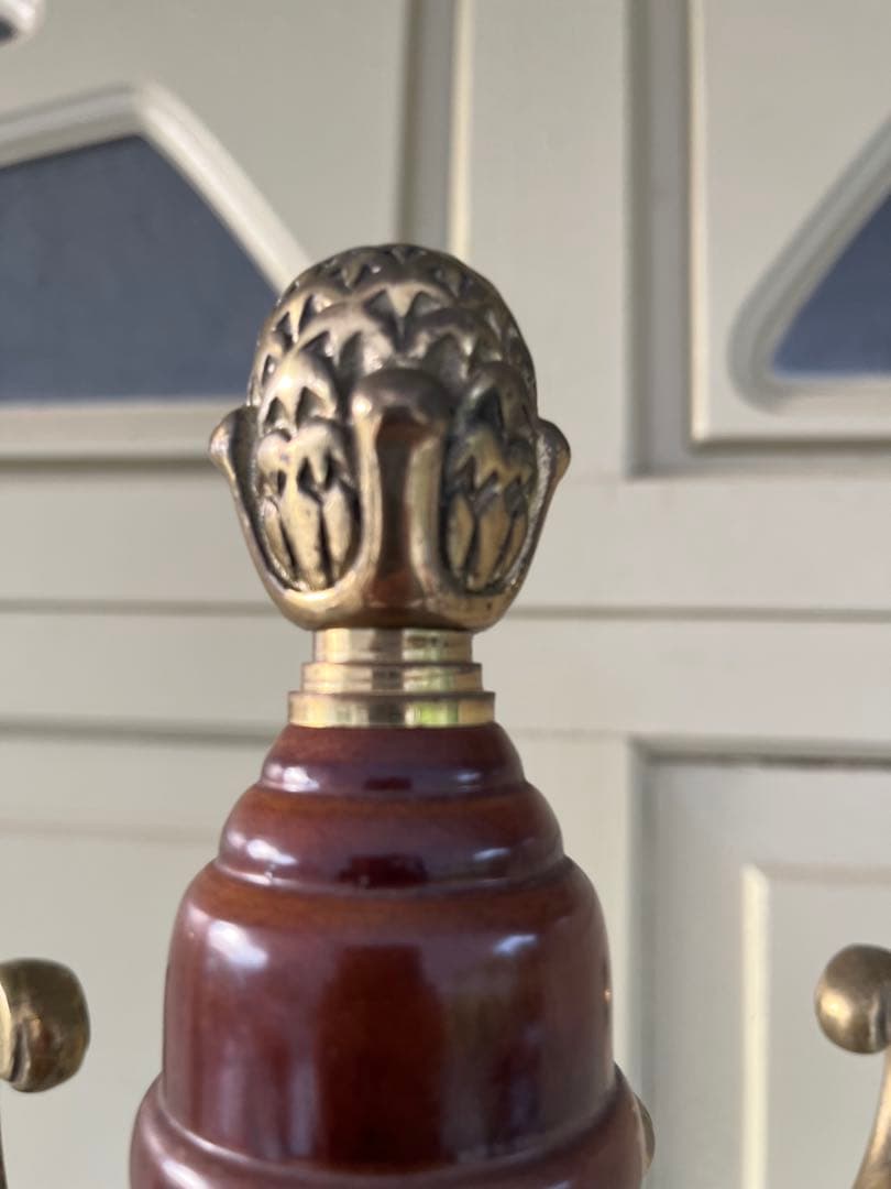 ポールハンガー/コートハンガー/ハンガーラック/真鍮フック/ダークブラウン