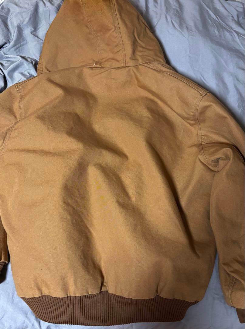 美品Carhartt フード付きブラウンアクティブジャケットダック地