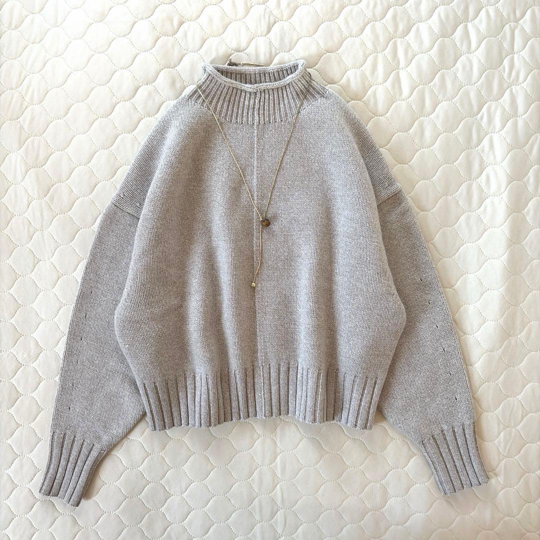 【美品】トゥモローランド ✴︎ラムカシミヤビルドネックプルオーバー グレー