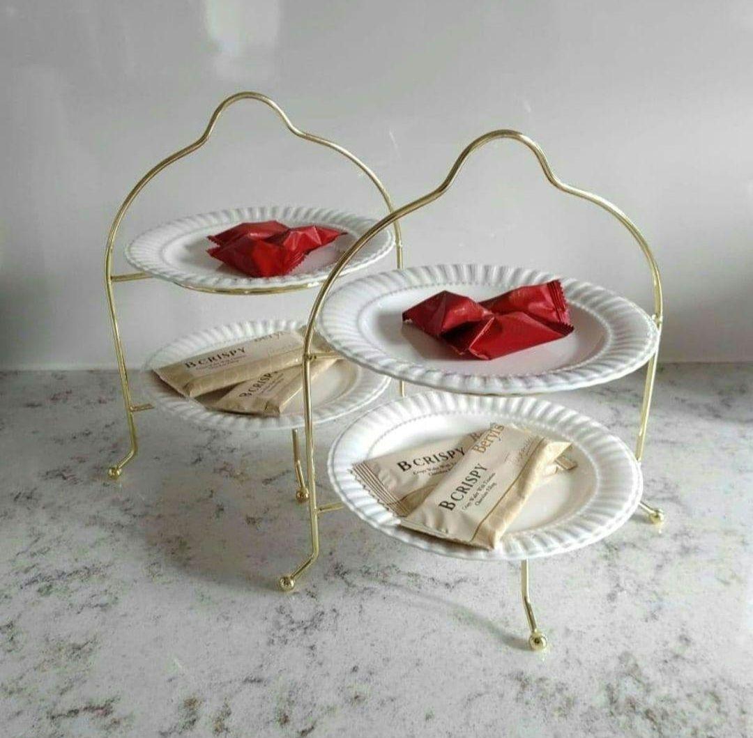 【10個セット】ゴールド✨️２段 ケーキスタンド アフタヌーンティー