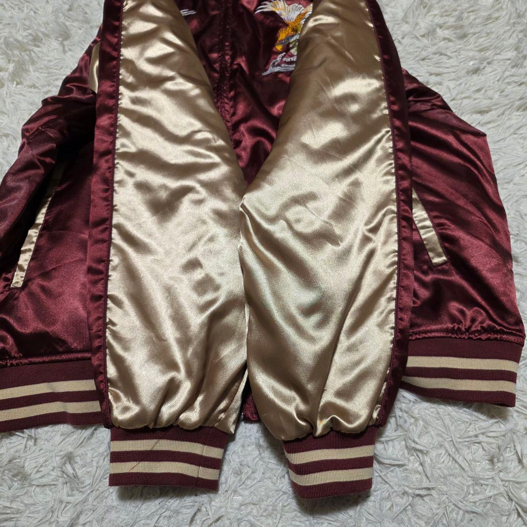 一心如鏡 スカジャン 鷲刺繍 レッド ゴールド 和柄 ブルゾン 5XL